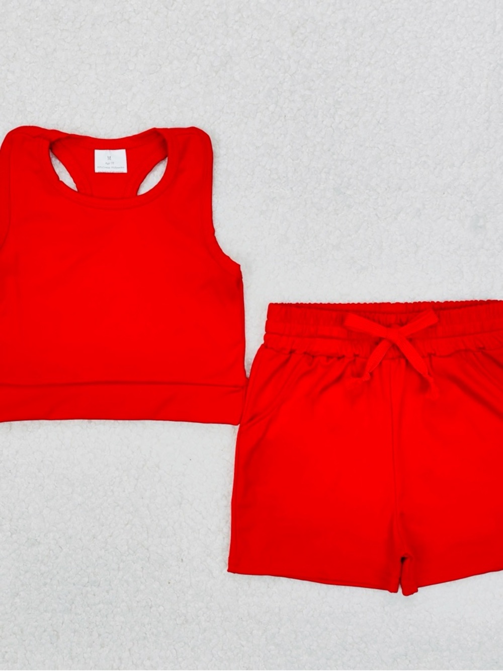 Kids Bright Red Racerback Tank & Drawstring Shorts Set